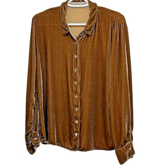 cut loose Tops - Cut Loose Velvet Blouse Color Brass Quiet Luxury Minimalist Academia Lagenlook S